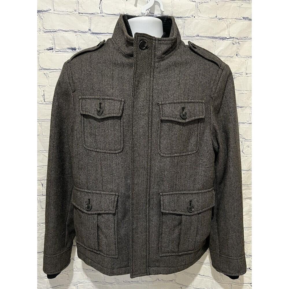 Merona Mens M Zip/button Up  Wool Jacket Pockets Quilted Lining